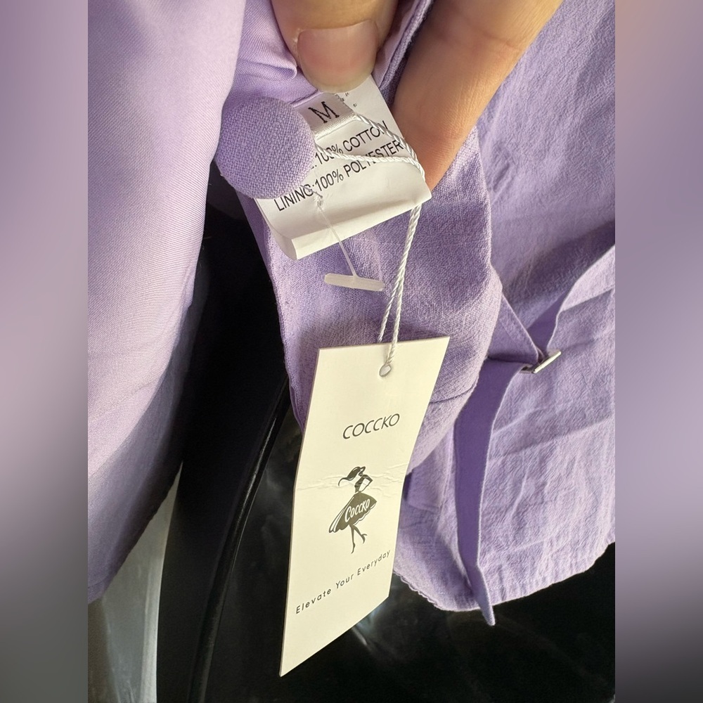 COCCKO Sleeveless scoop neck Lilac cover Button-Front Vest Top Sz L NWT lavender - Picture 5 of 6